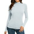 thumbnail image 4 of Lumtrix Women's Turtleneck Long Sleeve Shirts Slim Fitted Lightweight Casual Tops Fashion Underwear White S, 4 of 5