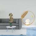 thumbnail image 2 of Figura de caballero nórdico de resina con bola de cristal y soporte metálico. Escultura de arte abstracto para escritorio, armario, mesa de oficina, e, 2 of 8