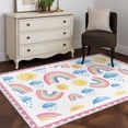 thumbnail image 3 of Rainbow Sunshine Area Rugs 2.7'x5', Washable Small Throw Rugs for Kitchen Bedroom, Rainy Cute Pink Border Indoor Outdoor Rug Non-Slip Low Pile Carpet Runner Reversible Floor Mats, 3 of 8