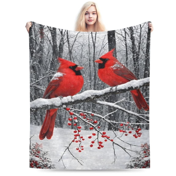 Cardinal Throw Blanket Soft Warm Cozy Christian Cardinals Blankets Fuzzy Plush Fleece Christmas Cardinal Blanket Red Birds Gifts for Couch Bed Sofa Home Decor 50x40