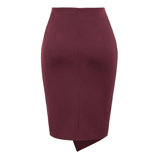 Becaristey Jupe Crayon Midi Extensible en Polyester Confortable à Porter avec Taille Élastique Fleur Verte Classique L