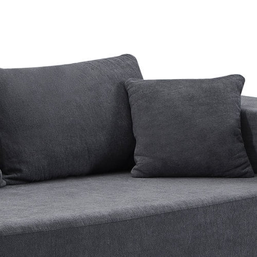 Aukfa 107" L-Shaped Sofa Couch, Pure Sponge Sleeper Sofa Bed with 5 Pillows, Assemble Free, Gray