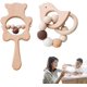 thumbnail image 1 of Paquete de 2 anillos de dientes de sonajero de madera Natural para bebé estilo Montessori pulsera de pájaros bonitos MACHAO, 1 of 5