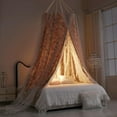 thumbnail image 2 of Double Layer Princess Round Dome Canopy Bed Curtain for Girls Adults,Children Dreamy Mosquito Net,Cute Bedroom Decoration Castle Play Tent Reading Nook Canopies (Flowers/White), 2 of 7