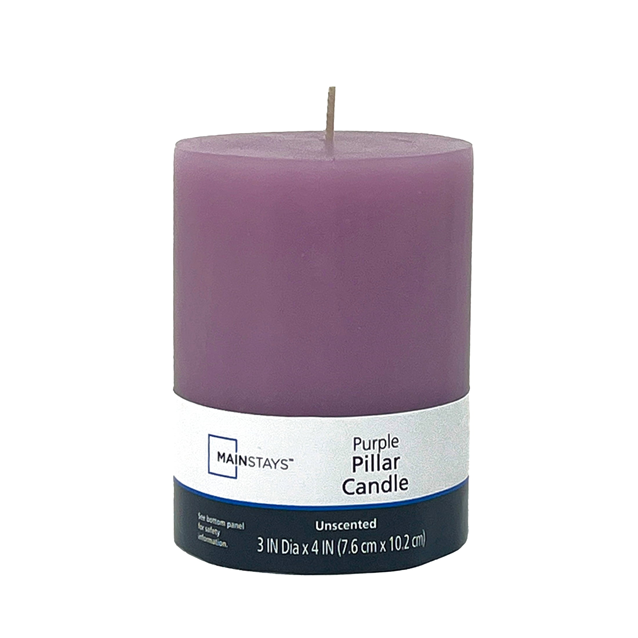 Mainstays 3 in x 4 in Unscented Pillar Candle, Purple