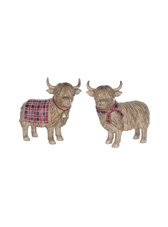 Melrose Set of 2 Highland Cow Tabletop Figurines 7.75"