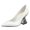 White, variant on FSJ Women Elegant Pointed Closed Toe Slip On Pumps Chic Gemstone Chunky Block Heel Bridal Party Wedding Dressy Shoes Size 8 Nut Brown