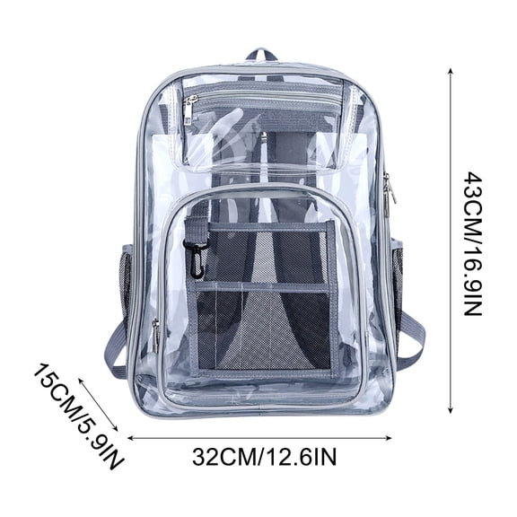 Rkxzt Bag Heavy Duty Clear Backpack with Large Laptop Compartment 16.9 x 12.6 x 5.9 Inch Transparent PVC Bookbag for Stadium Security Home Storage|Pvc,Black