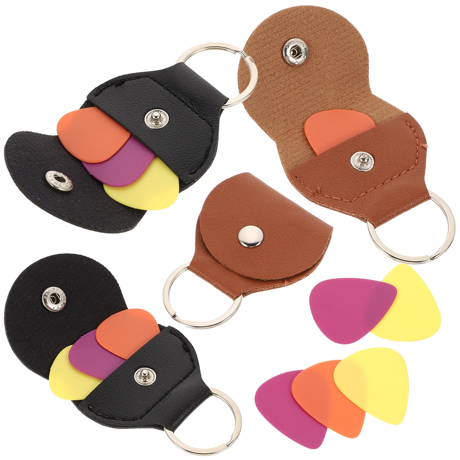 HOMEMAXS 2 Sets  of PU Guitar Picks Storage Bags Portable Guitar Pick Containers Guitar Picks