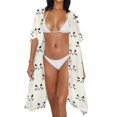 thumbnail image 4 of SEANATIVE Women's Open-front Kimono Cardigan Swimsuit Coverup Flowy Kimono Coverups Lightweight Beach Cover Up Soft Bikini Cover-Up for Casual Outing, Cartoon Cat Cream White, 4 of 7