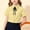 Yellow, variant on Girls Cotton Short Sleeve Button Up Shirt - Peter Pan Collar Wrinkle Resistant School Uniform Blouse with Removable Bow Tie - Green,Size 1 T