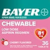 Bayer Chewable Aspirin Regimen Low Dose Pain Reliever Tablets, 81mg, Cherry, 36 Count