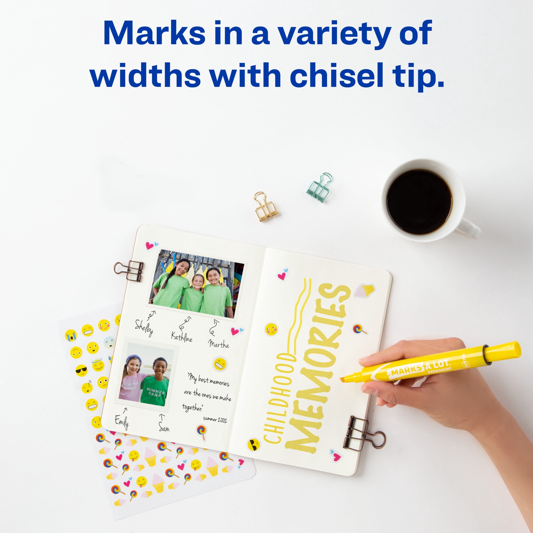 Avery Marks A Lot Permanent Markers, Large Desk-Style, 12 Yellow (08882)