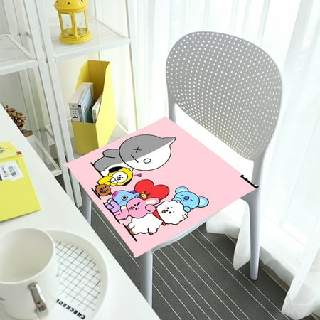 

BT21 Soft Square Chair Cushion Non-slip Foam Cushion with Ties Garden Patio Home Kitchen Office Seat Cushion