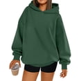 thumbnail image 2 of Womens Oversized Hoodies Comfy Sweatshirts Fall Fashion Outfits Casual Tops Fleece Clothes Dark Green M, 2 of 6
