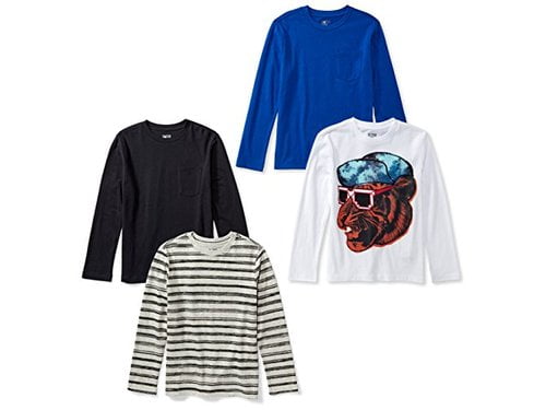 Photo 1 of Brand - Spotted Zebra Boys' Big Kid 4-Pack Long-Sleeve T-Shirts, Cool ... size large 