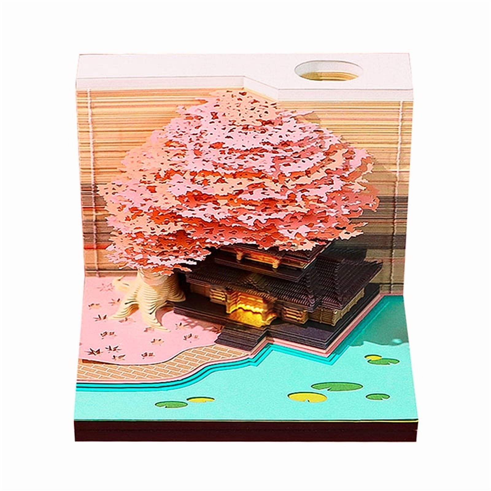 Time Piece Calendar 2026 Desk Calendar With LED Light 3D Tear-away Calendar Paper Carving Art Pad Notepad Gift Christmas