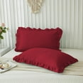 thumbnail image 2 of Ayanshi Bedding Ruffle Pillow Shams Queen Size Set of 2, 20X30 -Ruffled Fringe Design Pillow Cases Soft & Smooth - Unique Collection Pillow Covers 20X30 - Burgundy, 2 of 7