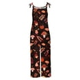thumbnail image 4 of QATAINLAV Women's Summer Linen Bib Overalls Trendy Mushroom Print Hippie Jumpsuits Sleeveless Adjustable Strap Romper Casual Wide Leg One Piece Pants with Pockets Sales Today Brown XXL, 4 of 5