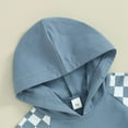 thumbnail image 5 of Odeerbi 3M-3Y Infant Boys Summer Outfits Plaid Short Sleeve Hoodies Shorts Two-piece Set Hooded Tops Checkerboard Colorblock Casual Loungewear Infant Boys Clothes, 5 of 7