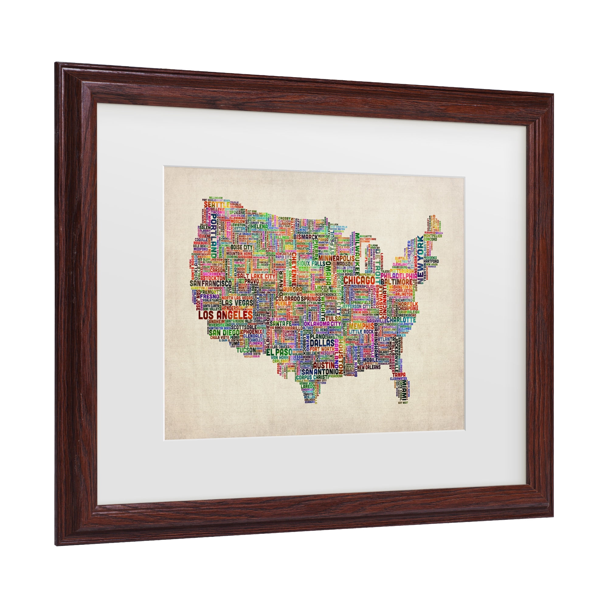 Trademark Fine Art 'US Cities Text Map VI' Canvas Art by Michael Tompsett