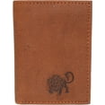 thumbnail image 4 of Leo Zodiac Sign RFID Blocking Cowhide Leather Men's Bifold Trifold Wallet Logo Trifold, 4 of 7