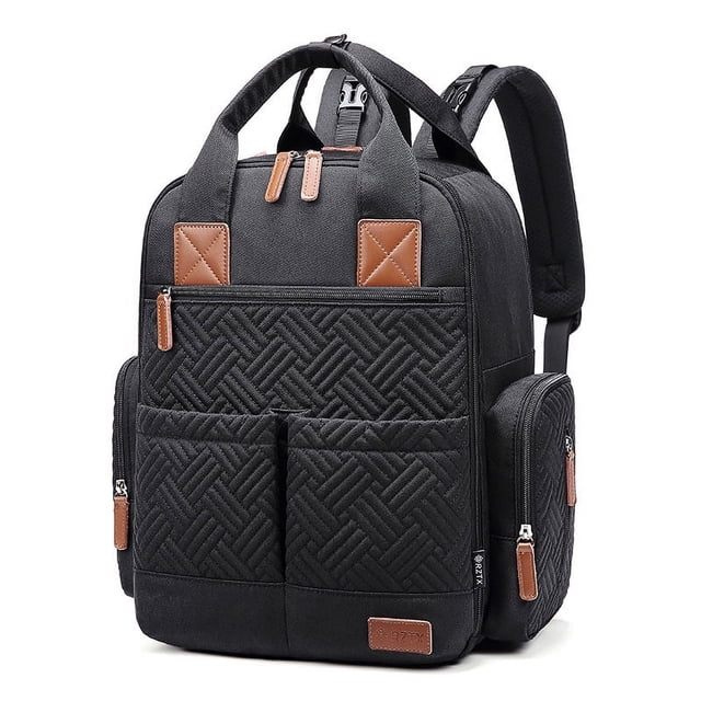 Diaper Bag Backpack: Suite 6-in-1 Diaper Backpack Set, Multi-Function Baby Travel Bag with Changing Pad, Stroller Straps, Bottle Bag and Pacifier Pocket, Black