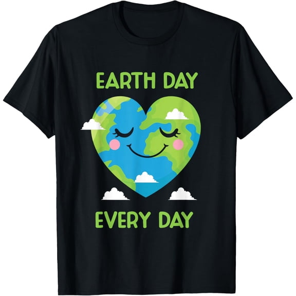 Earth Day Every Day Environment Conservation Nature Save T-Shirt- Classic Unisex 100% Cotton Crew Neck T-Shirt Regular Fit Breathable Casual Everyday Wear