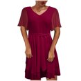 thumbnail image 1 of Vestido informal hasta la rodilla con cuello en V y manga corta con tirantes sueltos para mujer Fridja  bnh5932, 1 of 9