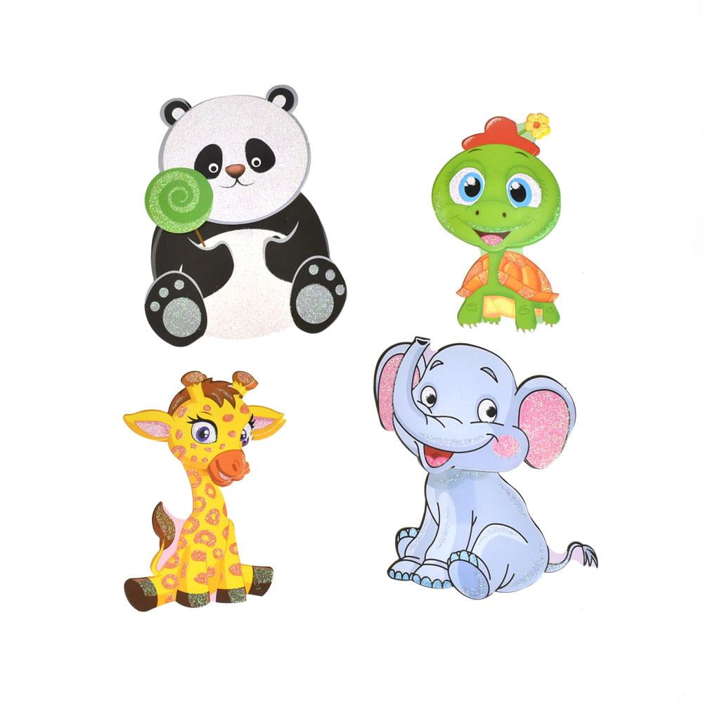 Baby Animal Pals 3D Glitter PopUp Wall Art Stickers, 4Piece