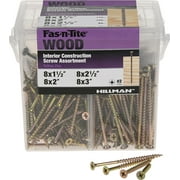 Fas-n-Tite 590860 Yellow Zinc Interior Wood Construction Screw, 4 Size Variety, 465 Piece