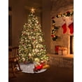 thumbnail image 5 of Red Floral Christmas Tree Skirt 36 Inches Large Christmas Skirt Tree, Modern Vintage Flowers Pastoral Botanical Tree Skirt Christmas Decorations for Fireplace Party Holidays Indoor Outdoor, 5 of 7