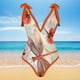 thumbnail image 2 of Traje de baño de una pieza para mujer Bikini de playa sexy con lazo de gasa con estampado floral (L) Sywqhk Para Estrenar, 2 of 8