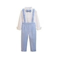 thumbnail image 4 of HAOTAGS Toddler Baby Boys' Dress Pants, Straight Leg School Uniform Elastic Waist Straps Pants Trousers Blue 2-3T, 4 of 4