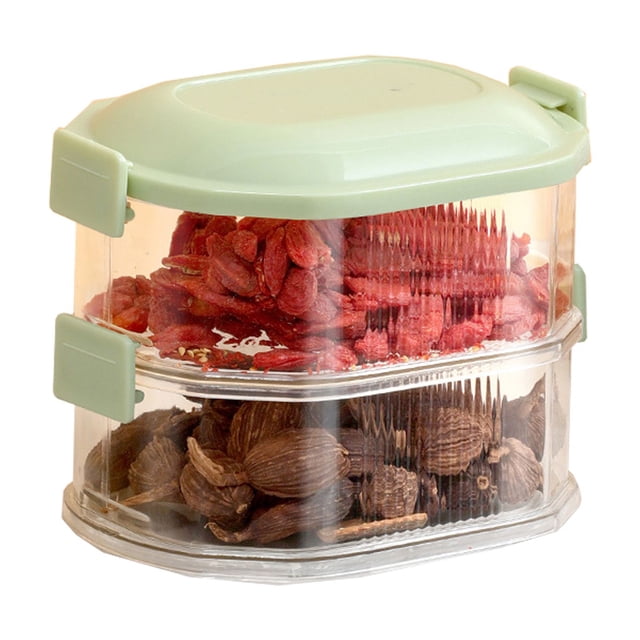 Food Storage Containers Seasoning Box Spice Organizer, Stackable Sealing Fresh Keeping for Scallion Ginger Garlic Pantry, PET ABS Material,Kitchen Storage Containers