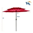 thumbnail image 3 of 9Ft 3-Tiers Outdoor Patio Umbrella, Heavy-Duty Market Round Umbrella with Push Button Tilt, Crank and Wind Vents, Outside Shade Umbrella for Patio Garden Lawn Deck Pool Backyard, Red, 3 of 6