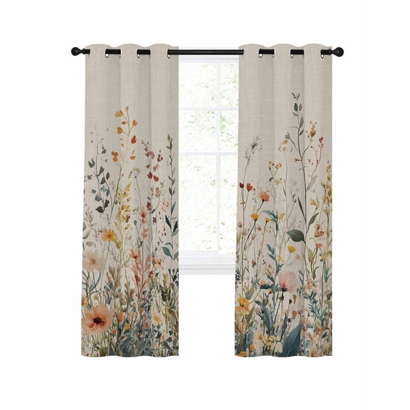Vintage Botanical Blackout Curtains 84 Inches Long for Bedroom, Spring Floral Summer Botanical Rustic Thermal Insulated Room Darkening Black Out Window Curtain Panels Grommet Drapes for Living Room