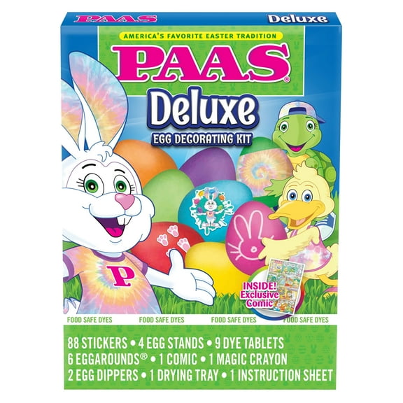 PAAS Easter Egg Deluxe Decorating Kit Easter Basket Kids - 9 Different Colors