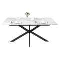 thumbnail image 2 of 63"-78.74" Extendable Dining Table for 6-10 People with Strong Metal Legs, Space Saving Expandable Table with Sintered Stone Faux Marble Tabletop for Restaurant, Conference, White, 2 of 9
