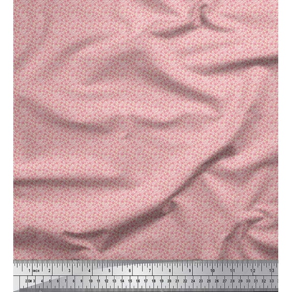 Soimoi Satin Silk Fabric Leaves & Floral Shirting Print Sewing Fabric Yard 42 Inch Wide