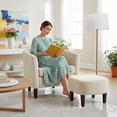 thumbnail image 5 of PayLessHere Accent Chair with Ottoman, Velvet Modern Armchair & Sofa Chair, Comfortable Living Room Chair for Reading, Bedroom, Lounge & Apartment，Beige, 5 of 7
