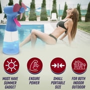 Handheld Fan With Water Spray Mister - Personal Cooling Fan Battery Operated Fan Water Bottle Sprayer - Portable Misting Fan - Use As A Desktop, Table Top Fan - Colors Will Vary At Random