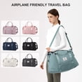thumbnail image 6 of SYCNB Travel Duffle Bag with Toiletry Bag, Weekender Overnight Bag for Women Carry on Bag Hospital Holdalls, Men Casual Sport Gym Tote Bag Personal Item Bag for Airlines with Wet Pocket Pale Blue, 6 of 9