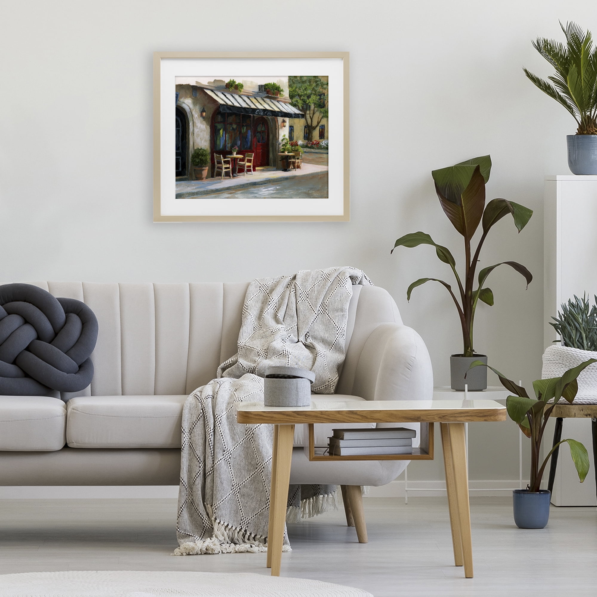 Stupell Industries Charming Sidewalk Cafe Tables Birch Framed Print Under Glass, design by Nan