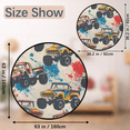 thumbnail image 2 of CURLYOOT Cool Monster Trucks Cars 5.2ft Round Rug for Living Room, Large Washable Area Rug, Non Slip Floor Mat Indoor Rugs for Bedroom, Dining Room, Offices, Entryway, 2 of 7