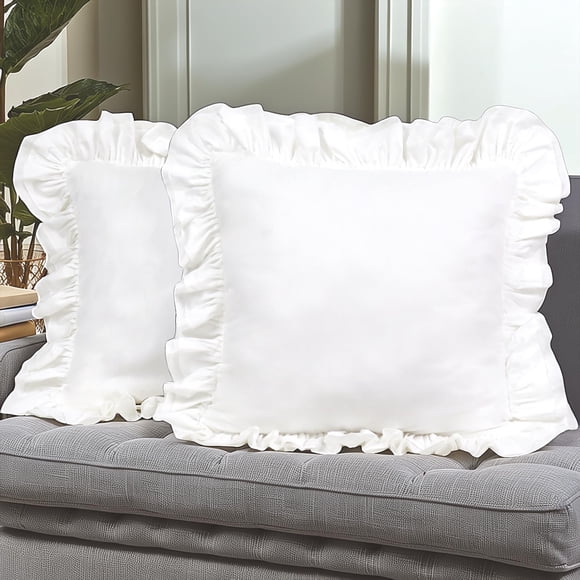 Fundas de almohada Lemfux, color blanco, 100% algodón, 26 x 26 cm, juego de 2