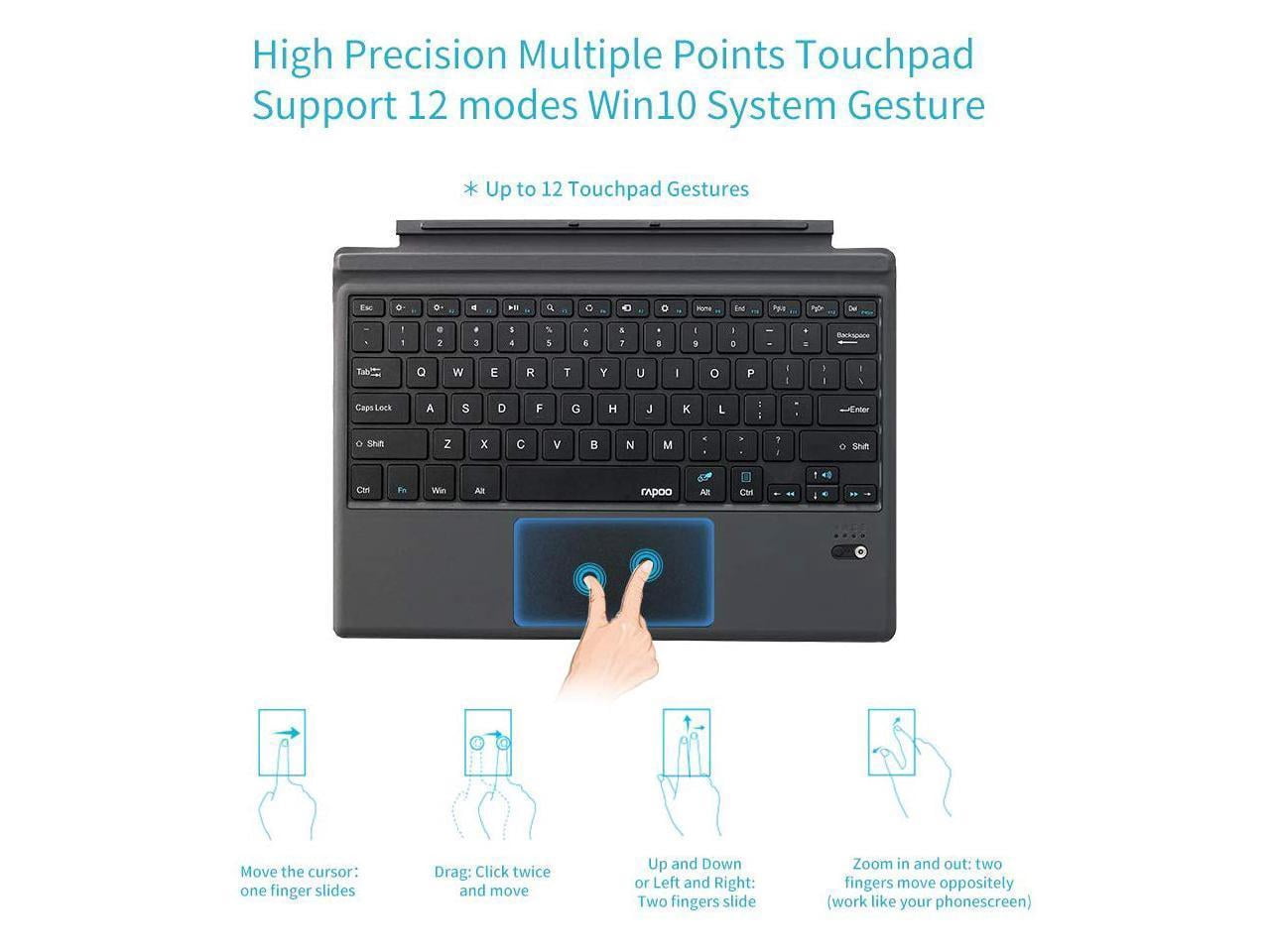 Werleo Ultra-Slim Wireless Bluetooth Keyboard with Trackpad for Surface Pro,Black