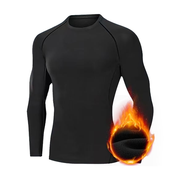 Bibifish Mens T-Shirts Slim Fit Lined Long Sleeve Tees Winter Warm Thermal Workout Tshirts