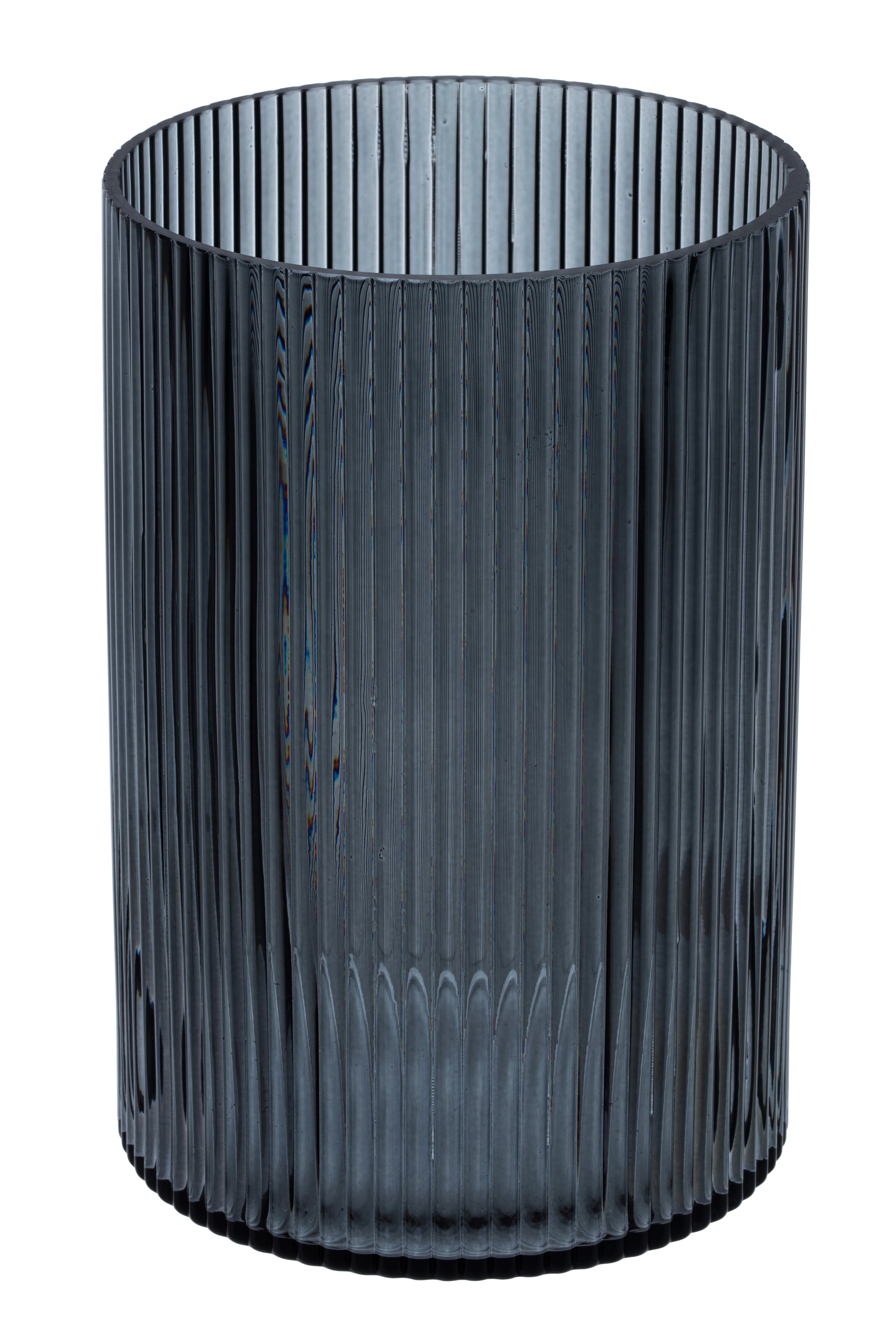 (4 pack) Better Homes & Gardens Smoke Glass Ribbed Hurricane Candleholder, 8", Large