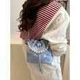 thumbnail image 5 of Women's Floral Jacquard Pearl Handle Drawstring Bucket Bag Chain Crossbody Purse Shoulder Handbag, 5 of 10